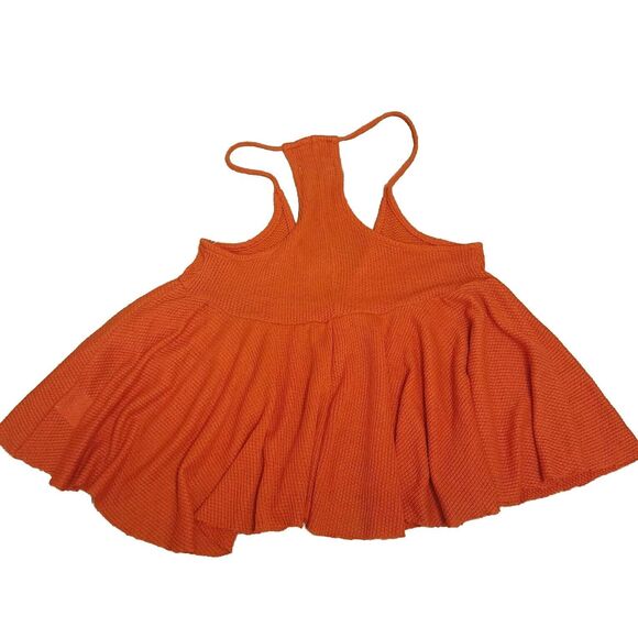 Urban Outfitters Bright Orange V Neck Hi-Lo Waffle Knit Tank Blouse Size XS/TP - Picture 2 of 7